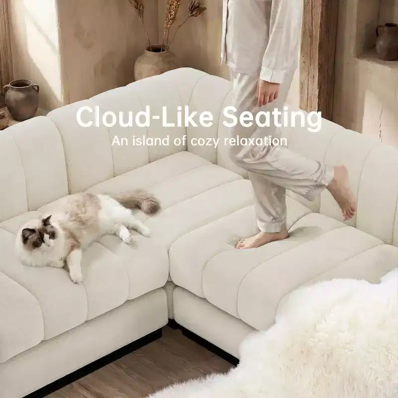 192 U Shape Chenille Sectional Couch, 8 Seater Oversized Modular Sofa Set for Living Room Office-Morden Fort