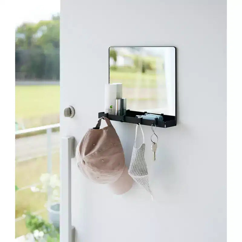 Yamazaki Home - Magnetic Mirror with Storage Rack - Glass