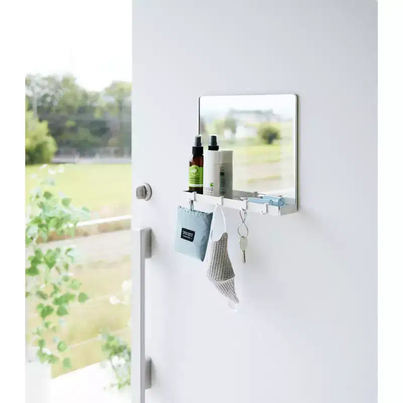 Yamazaki Home - Magnetic Mirror with Storage Rack - Glass