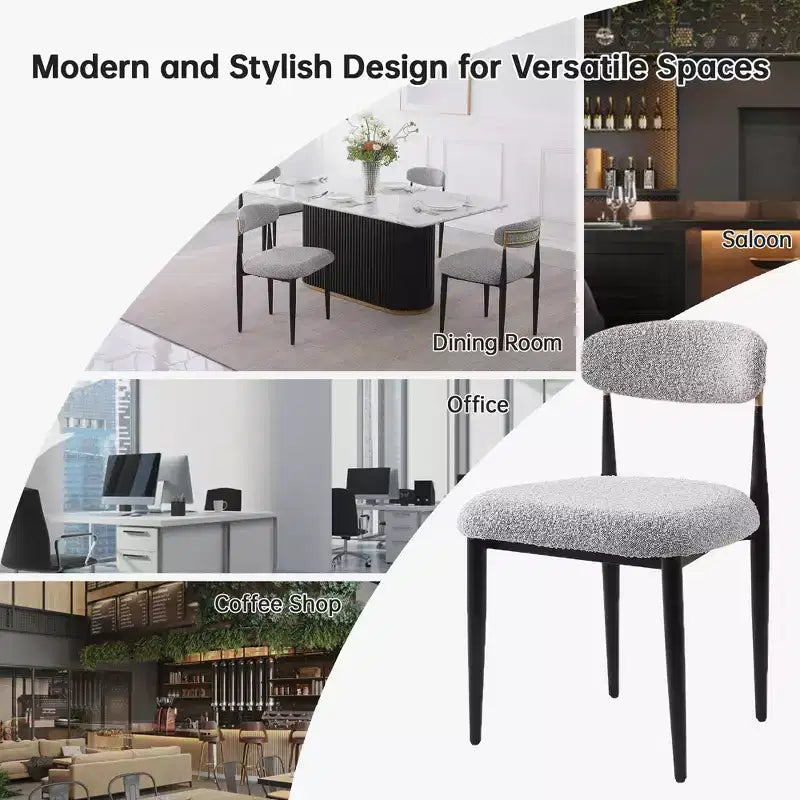 Modern 5-Piece Faux Marble Dining Table with Boucle Armless Chairs in Grey Dining Room Set for Kitchen -Morden Fort