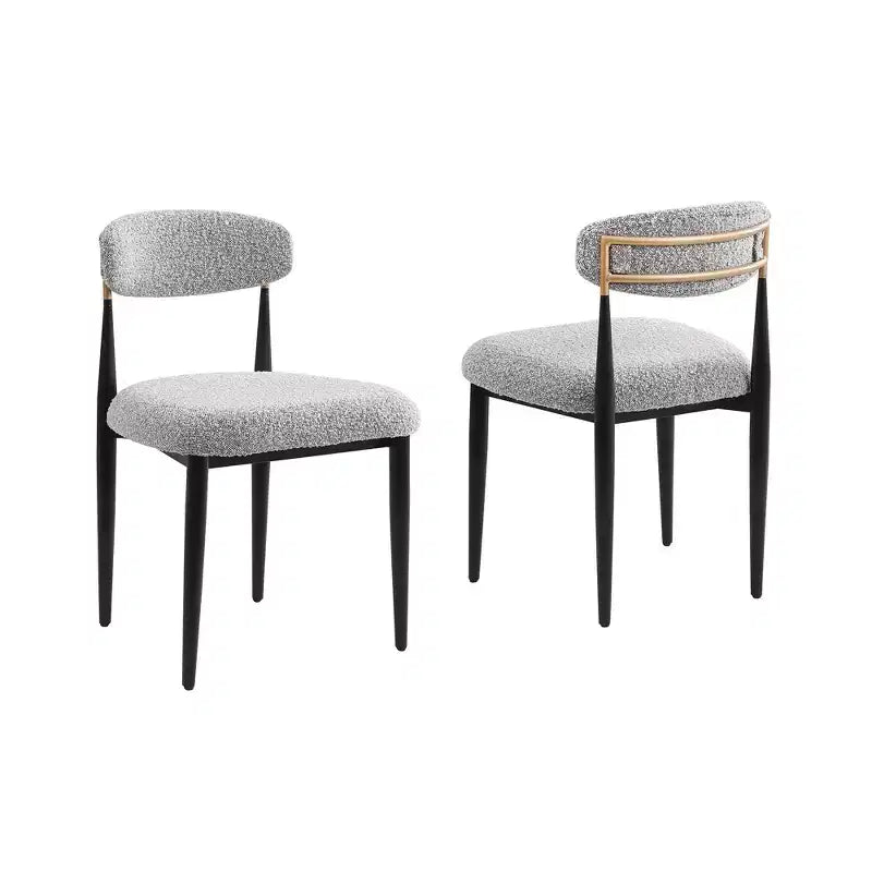 Modern 5-Piece Faux Marble Dining Table with Boucle Armless Chairs in Grey Dining Room Set for Kitchen -Morden Fort