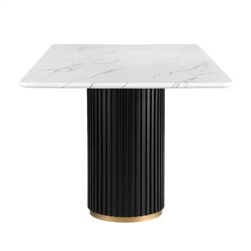 Modern 5-Piece Faux Marble Dining Table with Boucle Armless Chairs in Grey Dining Room Set for Kitchen -Morden Fort