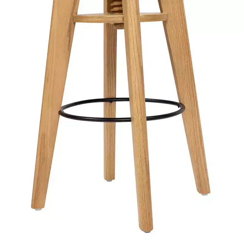 Jennifer Taylor Home Spencer Minimalist Oak Wood Adjustable Bar Counter Stool, Walnut Brown Oak Wood