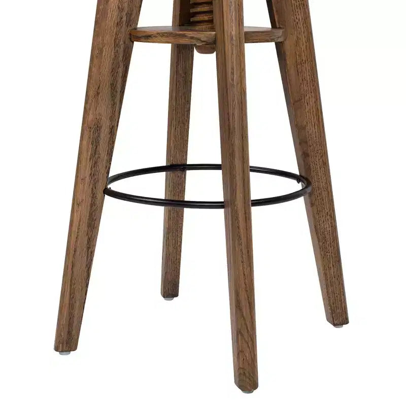 Jennifer Taylor Home Spencer Minimalist Oak Wood Adjustable Bar Counter Stool, Walnut Brown Oak Wood