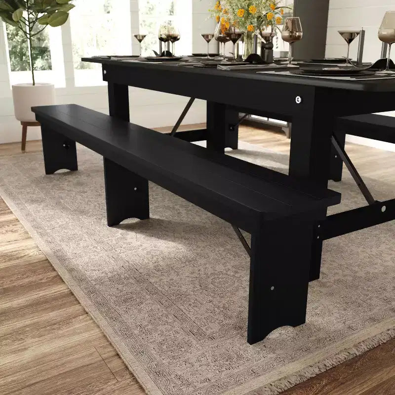 Merrick Lane 96 x 12 Solid Pine Folding Farmhouse Style Bench