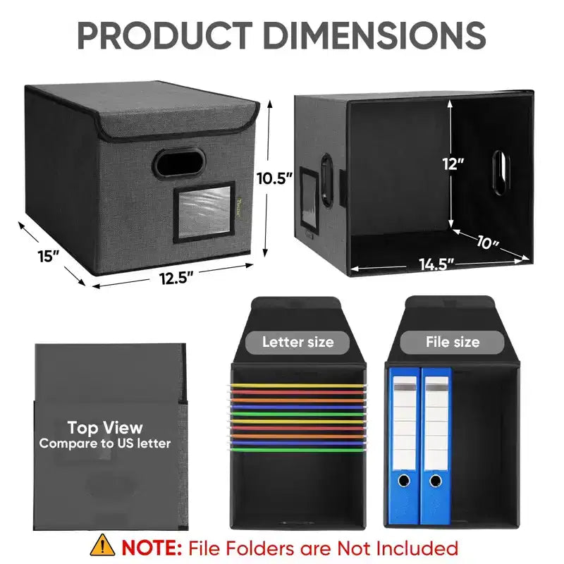 1PC/2PC Hanging File Box Folder Organizer - HOMLUX: Lid & Collapsible