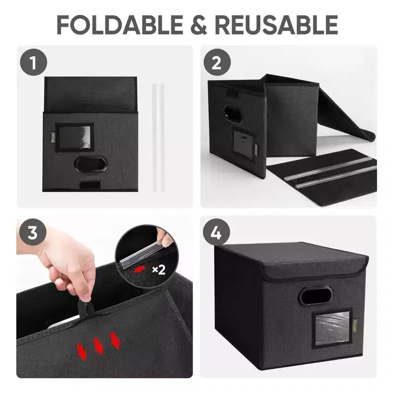 1PC/2PC Hanging File Box Folder Organizer - HOMLUX: Lid & Collapsible