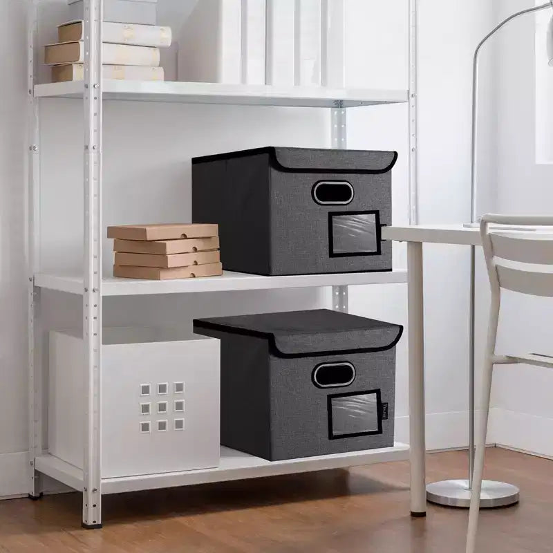 1PC/2PC Hanging File Box Folder Organizer - HOMLUX: Lid & Collapsible