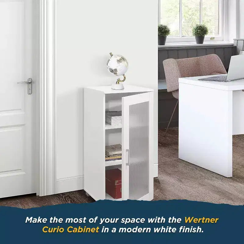 Kings Brand Furniture - Accent Buffet Curio Storage Cabinet with Glass Door for Living Room, Bedroom, Kitchen, Office, and Entryway
