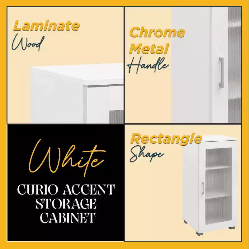 Kings Brand Furniture - Accent Buffet Curio Storage Cabinet with Glass Door for Living Room, Bedroom, Kitchen, Office, and Entryway