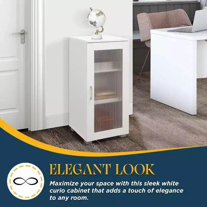 Kings Brand Furniture - Accent Buffet Curio Storage Cabinet with Glass Door for Living Room, Bedroom, Kitchen, Office, and Entryway