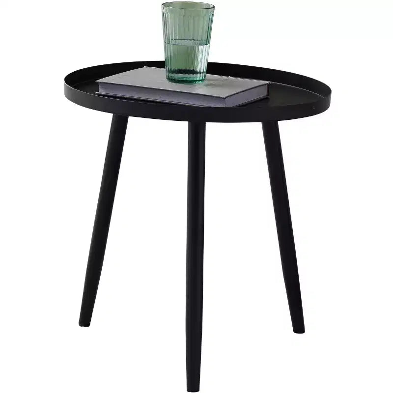Kings Brand Furniture Whelan Round Metal Side Accent End Table, Nightstand Accent Table, Black