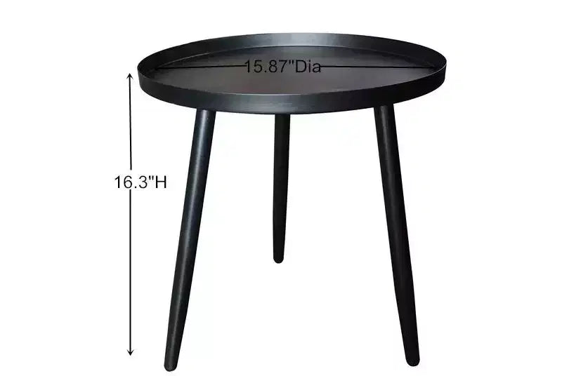 Kings Brand Furniture Whelan Round Metal Side Accent End Table, Nightstand Accent Table, Black