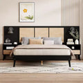 Whisen Queen Size Solid Wood Bed Frame with 2 Nightstands