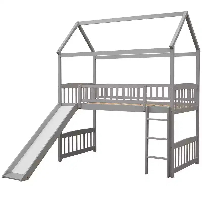 Whisen 79.5L x 41.8W Modern Design Twin Size Loft Bed House Bed with Slide