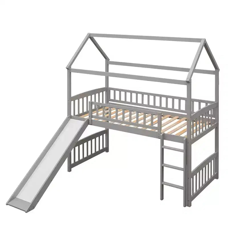Whisen 79.5L x 41.8W Modern Design Twin Size Loft Bed House Bed with Slide