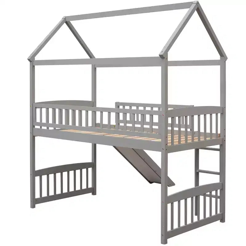 Whisen 79.5L x 41.8W Modern Design Twin Size Loft Bed House Bed with Slide