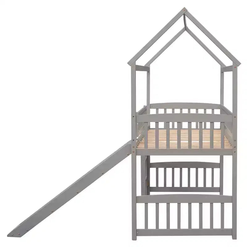 Whisen 79.5L x 41.8W Modern Design Twin Size Loft Bed House Bed with Slide