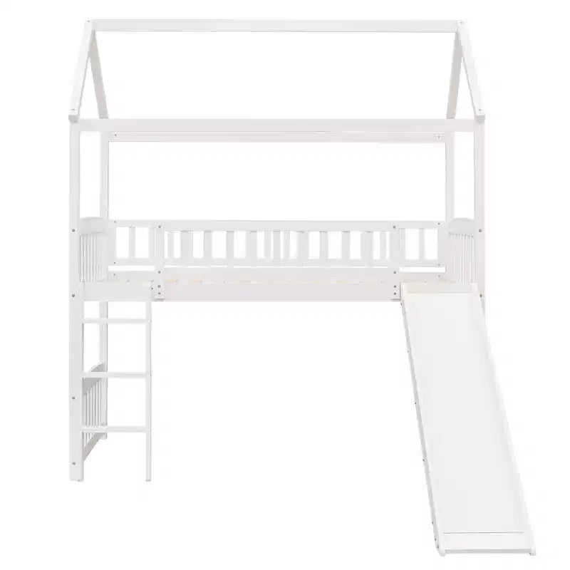 Whisen 79.5L x 41.8W Modern Design Twin Size Loft Bed House Bed with Slide