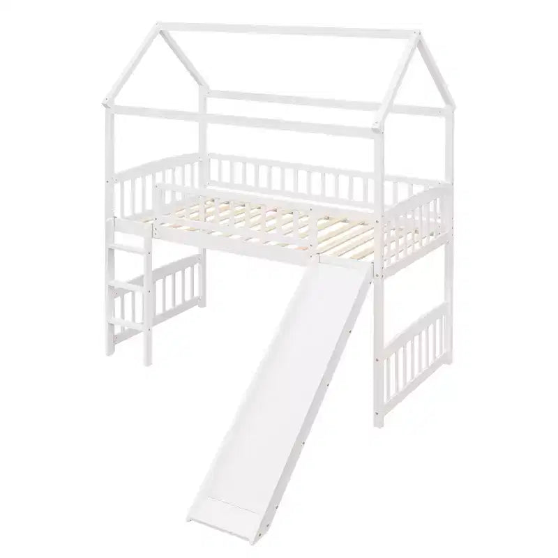 Whisen 79.5L x 41.8W Modern Design Twin Size Loft Bed House Bed with Slide