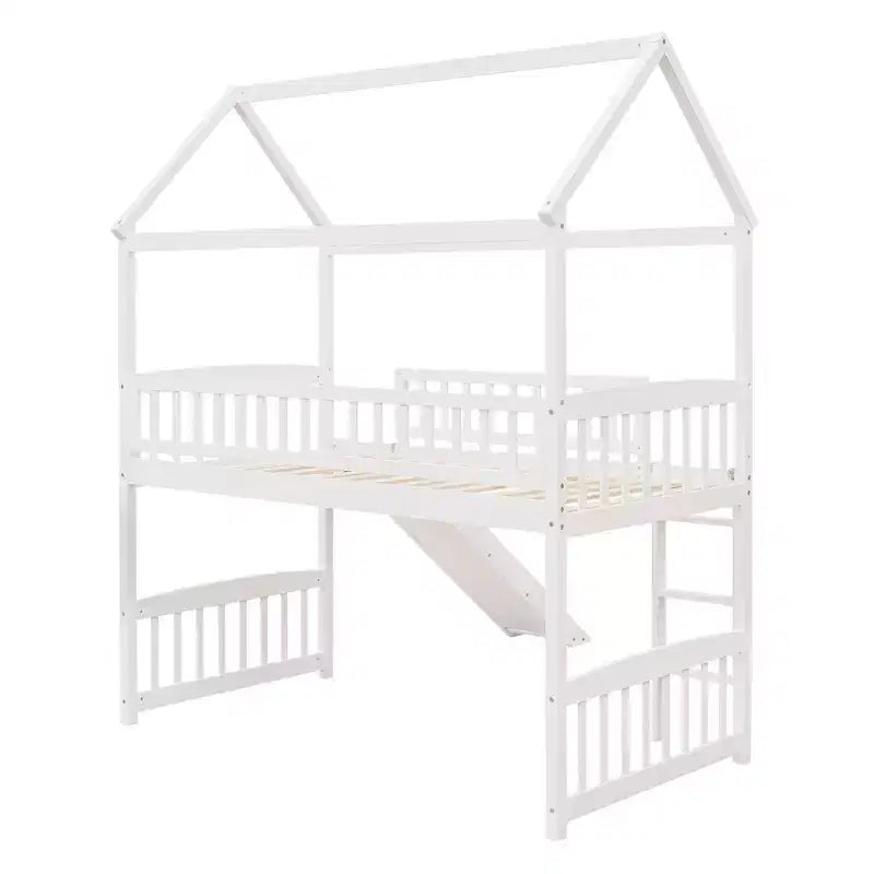 Whisen 79.5L x 41.8W Modern Design Twin Size Loft Bed House Bed with Slide