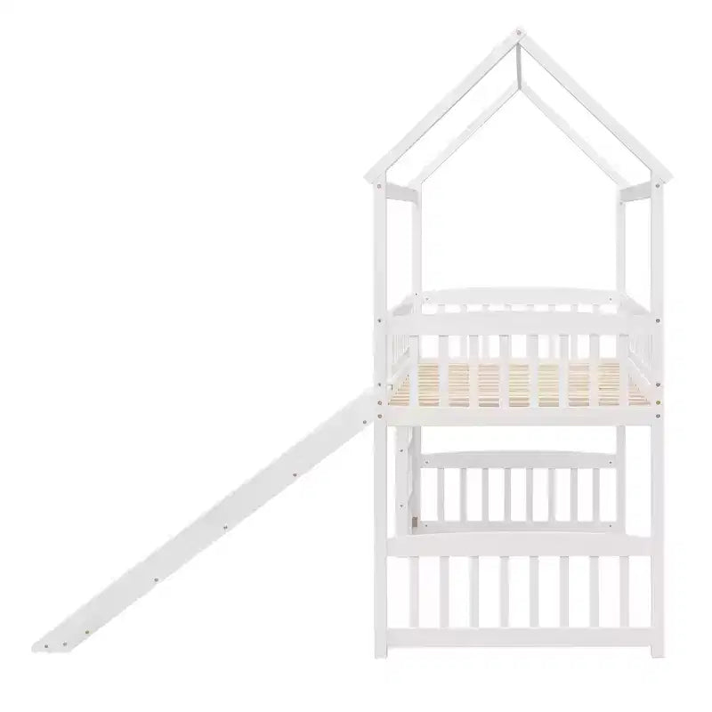 Whisen 79.5L x 41.8W Modern Design Twin Size Loft Bed House Bed with Slide