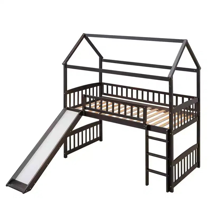 Whisen 79.5L x 41.8W Modern Design Twin Size Loft Bed House Bed with Slide
