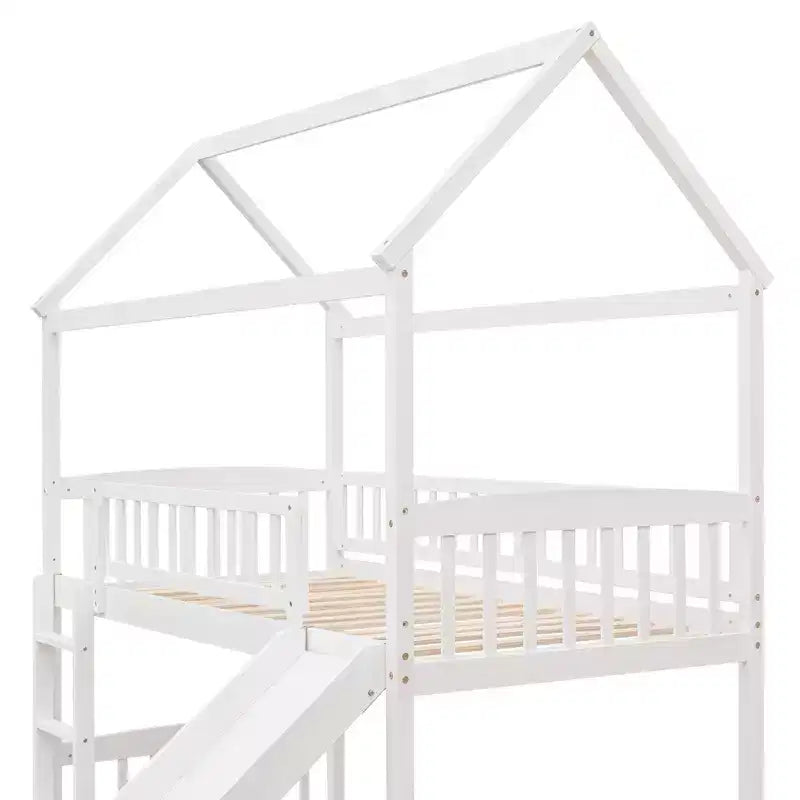Whisen 79.5L x 41.8W Modern Design Twin Size Loft Bed House Bed with Slide