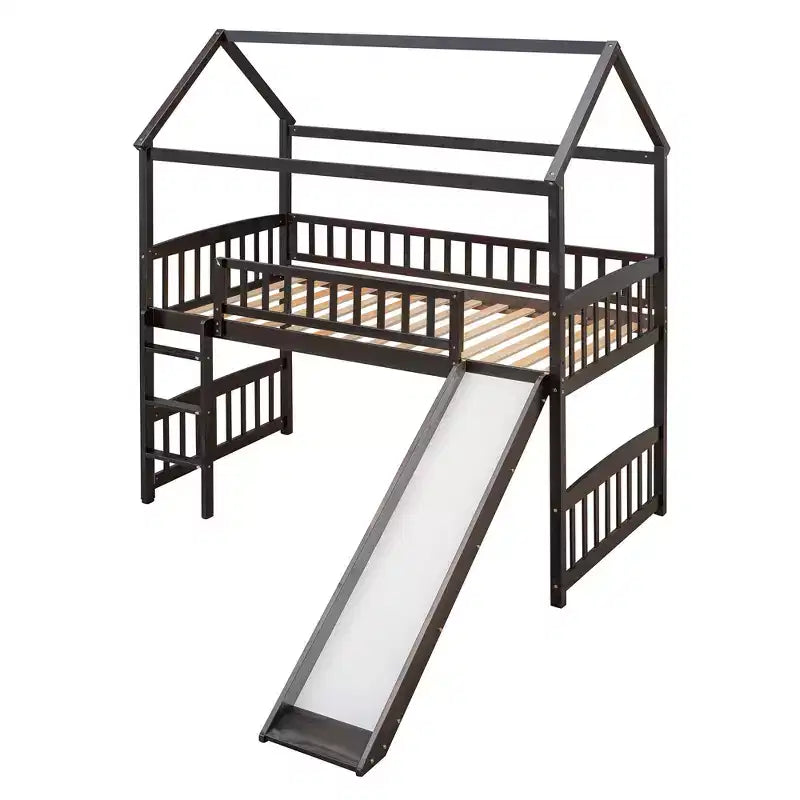Whisen 79.5L x 41.8W Modern Design Twin Size Loft Bed House Bed with Slide