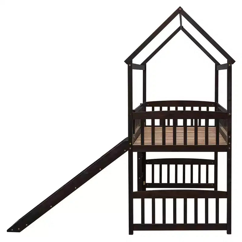 Whisen 79.5L x 41.8W Modern Design Twin Size Loft Bed House Bed with Slide