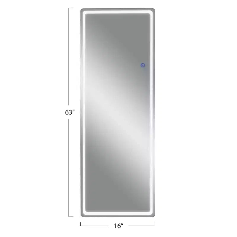 PexFix 16 in. W x 63 in. H Modern Full Length Rectangular Frameless Mirror With Rounded Corner in Silver
