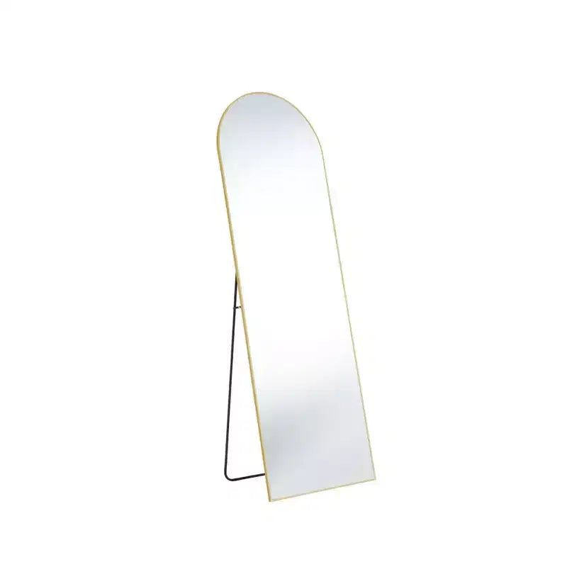64 Inch Arched Right Angle Floor Standing Full-Length Mirror, Wall Mirror with Bracket Aluminum Alloy Thin Frame