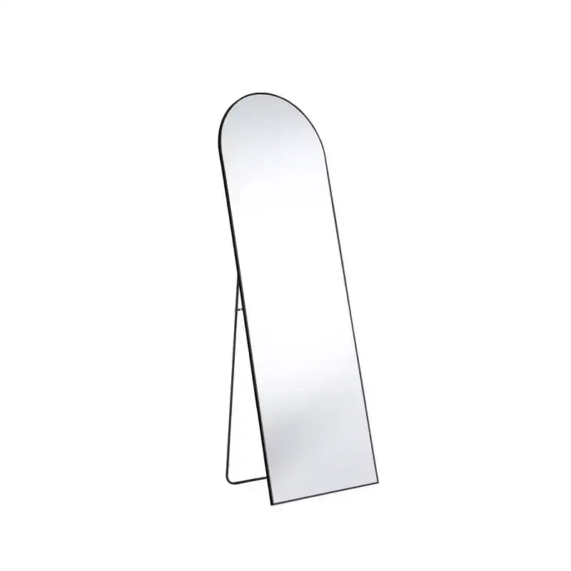 64 Inch Arched Right Angle Floor Standing Full-Length Mirror, Wall Mirror with Bracket Aluminum Alloy Thin Frame