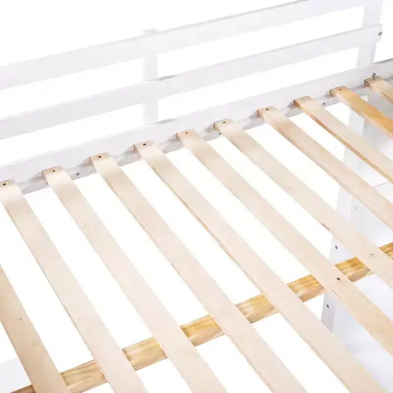 Twin/Full Size Loft Bed with Ladder, Shelves and Desk with Drawers - ModernLuxe
