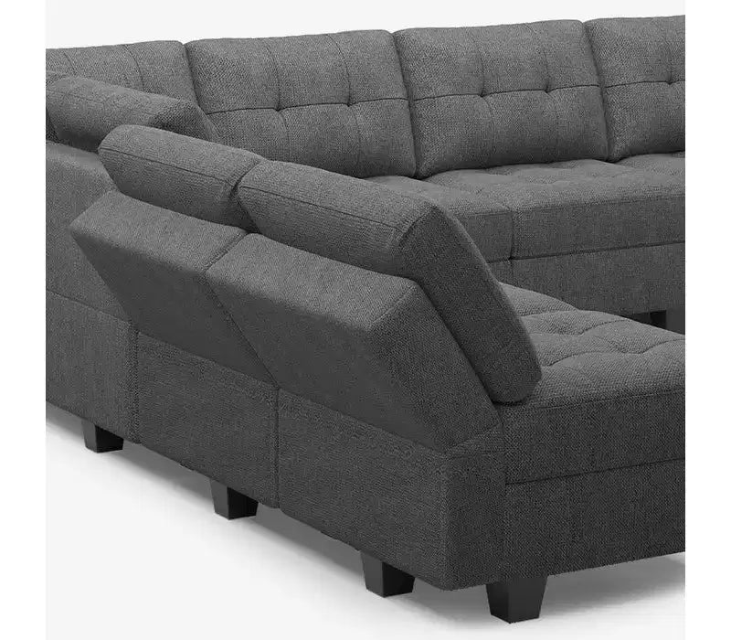 Belffin Modular Weave Sleeper Sofa with Storage Seat (8 Seats + 6 Sides)