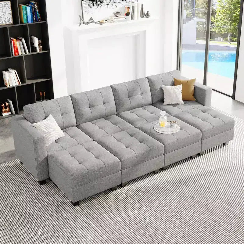 Belffin Modular Weave Sleeper Sofa with Storage Seat (8 Seats + 6 Sides)