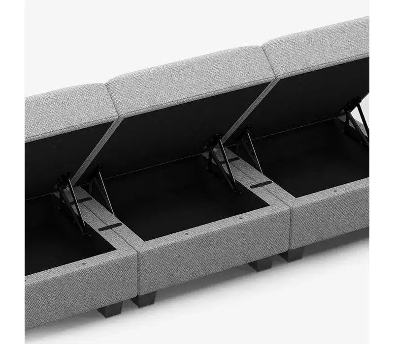 Belffin Modular Weave Sleeper Sofa with Storage Seat (8 Seats + 6 Sides)