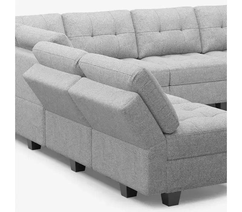 Belffin Modular Weave Sleeper Sofa with Storage Seat (8 Seats + 6 Sides)