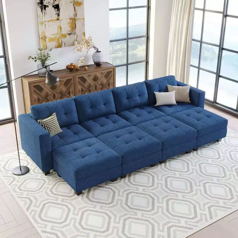 Belffin Modular Weave Sleeper Sofa with Storage Seat (8 Seats + 6 Sides)