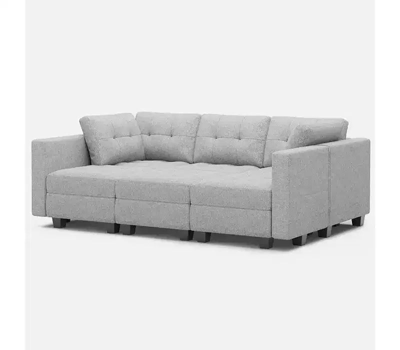 Belffin Modular Weave Sleeper Sofa with Storage Seat (6 Seats + 7 Sides)