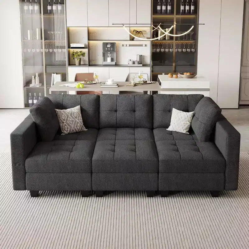 Belffin Modular Weave Sleeper Sofa with Storage Seat (6 Seats + 7 Sides)