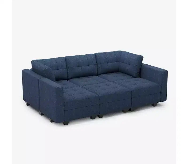 Belffin Modular Weave Sleeper Sofa with Storage Seat (6 Seats + 7 Sides)