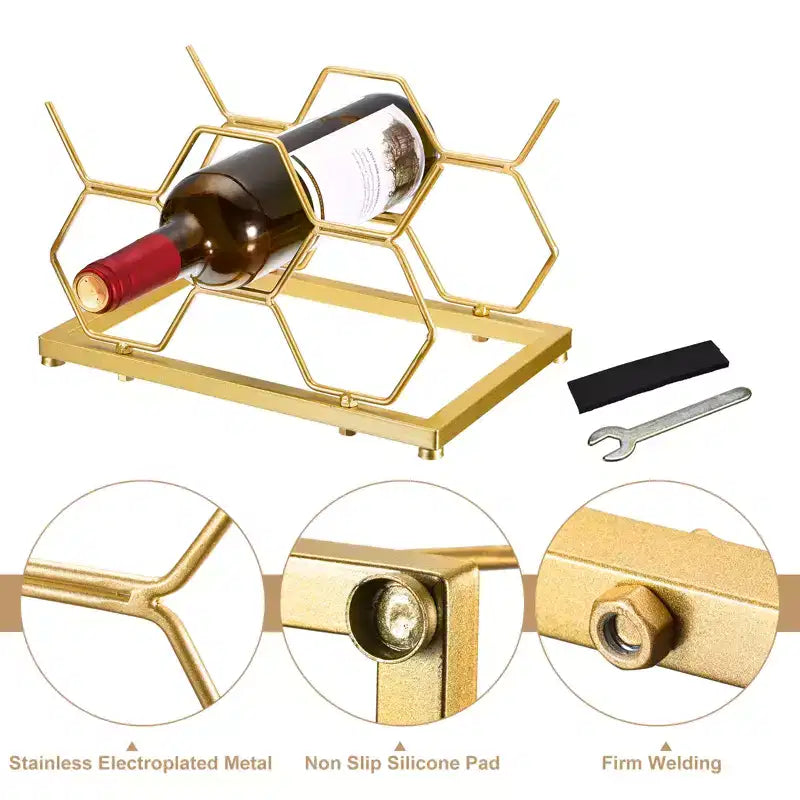 Unique Bargains Countertop Freestanding Geometric Space Saving Wine Rack