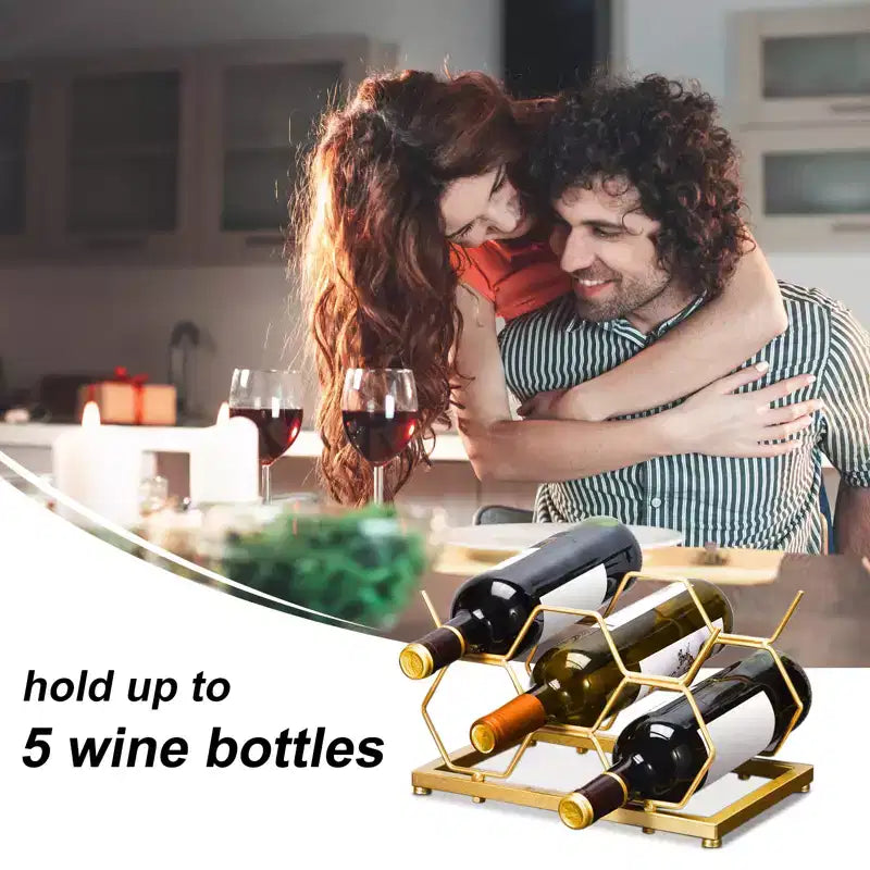 Unique Bargains Countertop Freestanding Geometric Space Saving Wine Rack