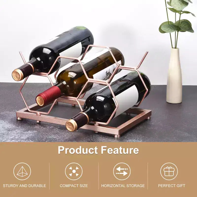 Unique Bargains Countertop Freestanding Geometric Space Saving Wine Rack