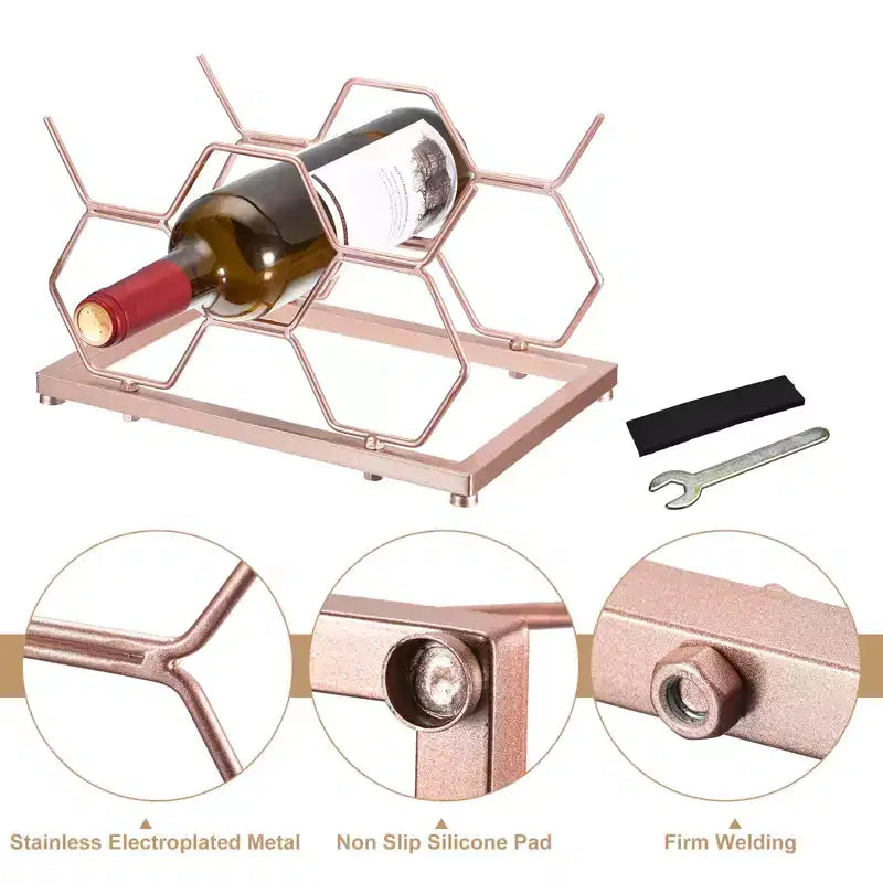 Unique Bargains Countertop Freestanding Geometric Space Saving Wine Rack