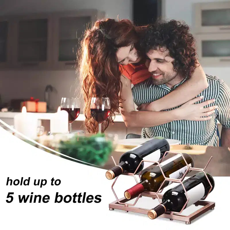Unique Bargains Countertop Freestanding Geometric Space Saving Wine Rack