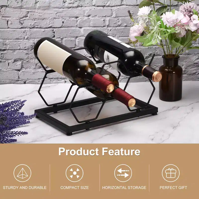 Unique Bargains Countertop Freestanding Geometric Space Saving Wine Rack