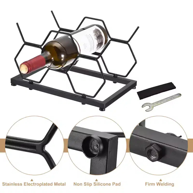 Unique Bargains Countertop Freestanding Geometric Space Saving Wine Rack