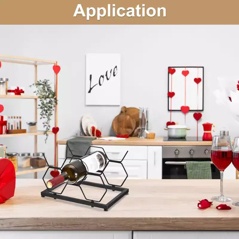 Unique Bargains Countertop Freestanding Geometric Space Saving Wine Rack